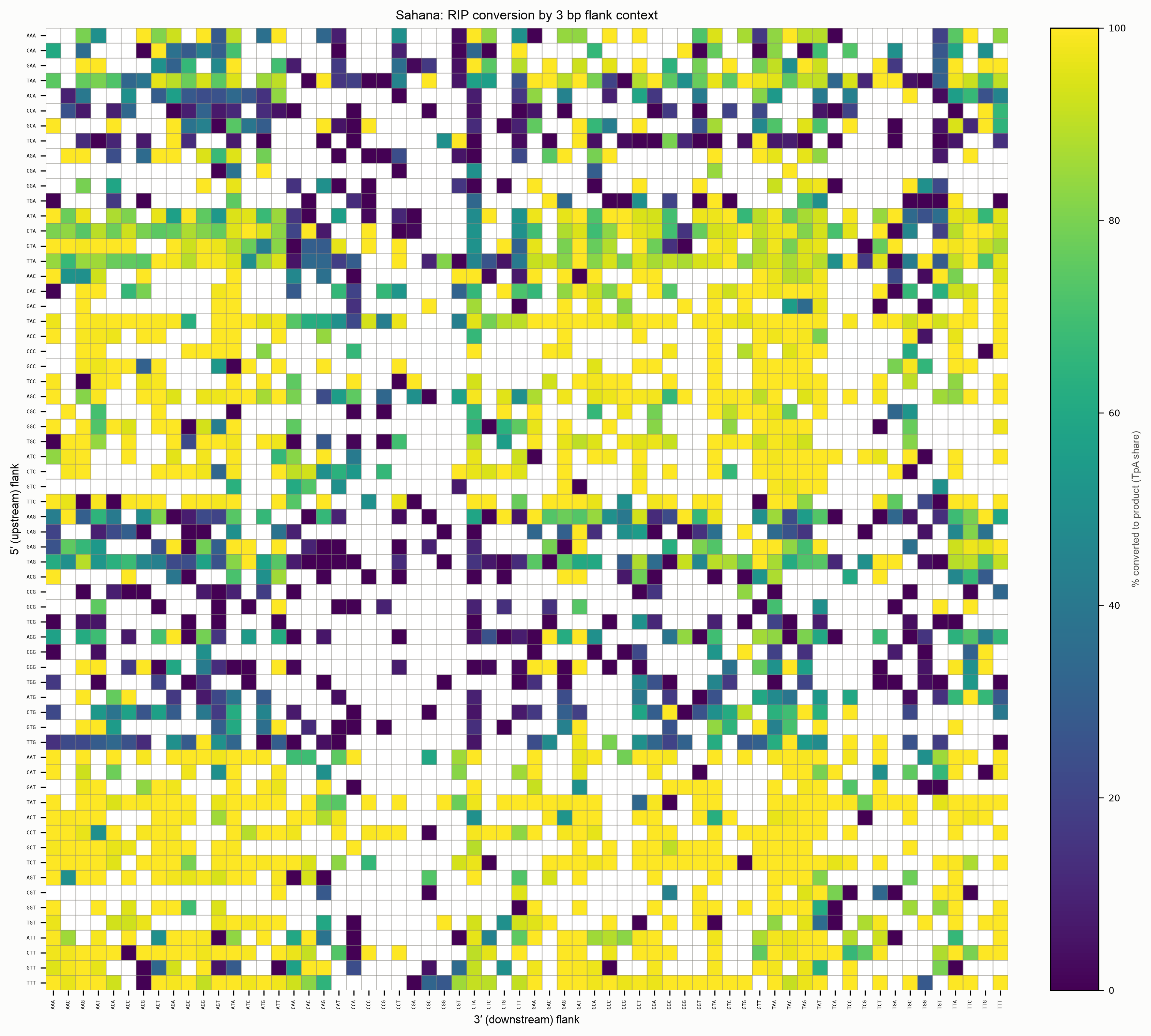 3 bp flank conversion heatmap